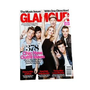 Glamour Magazine August 2013 One Direction with Rose Huntington-Whiteley Cover